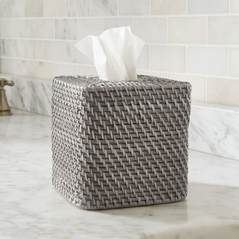 Sedona Grey Square Tissue Box Cover + Reviews | Crate and Barrel | Crate & Barrel