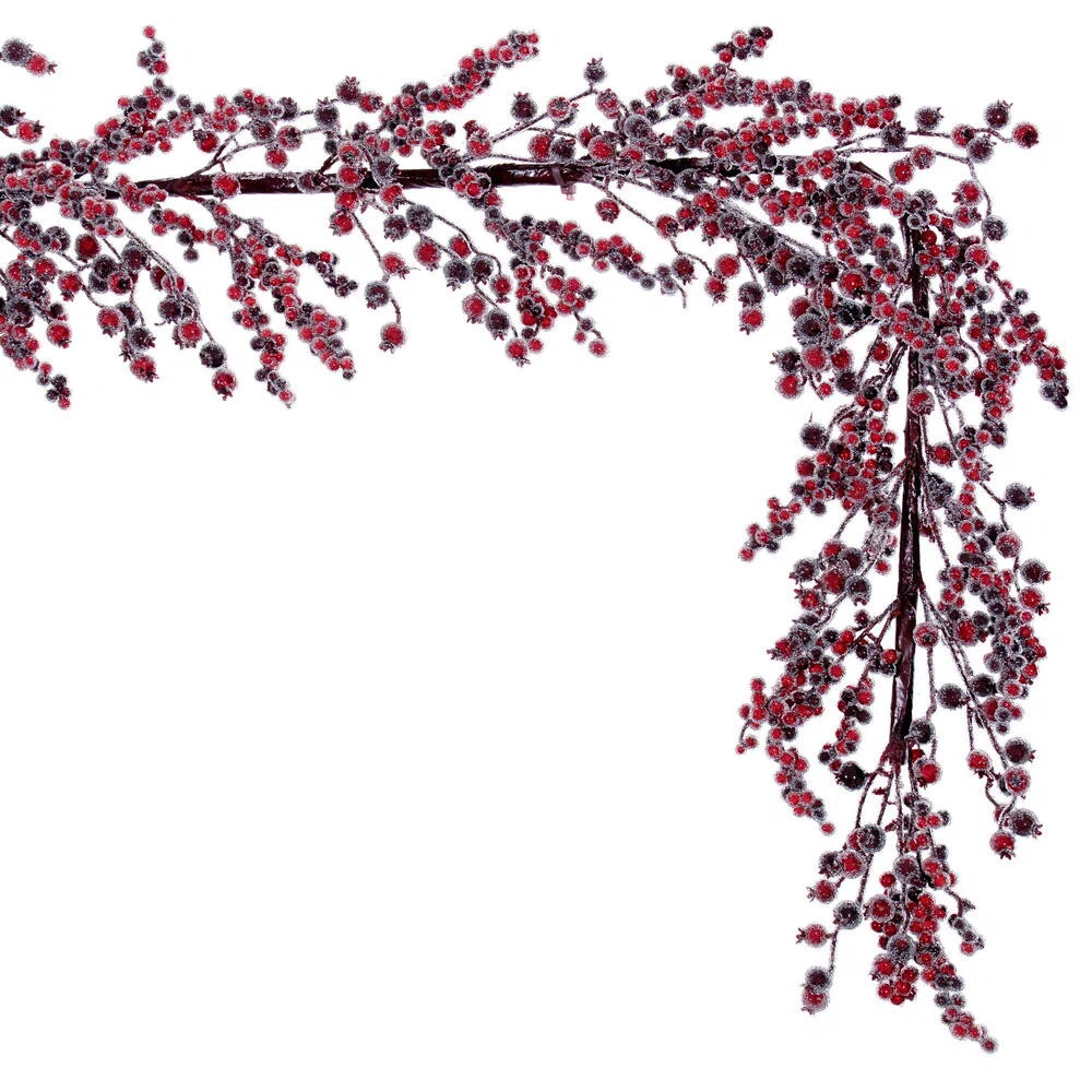 The Holiday Aisle® 72" Winter Icy Red & Burgundy Berry Garland. | Wayfair North America