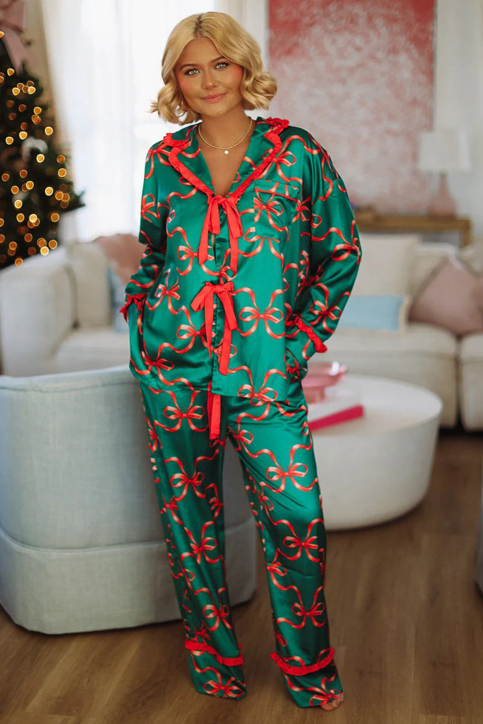 Christmas Present Pants and Top Pajama set - Green and Red | Hazel and Olive
