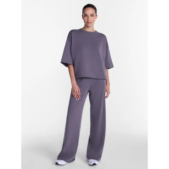 Athletic Works Women's and Women's Plus French Terry Cropped Boxy Tee, Sizes XS-4X | Walmart (US)