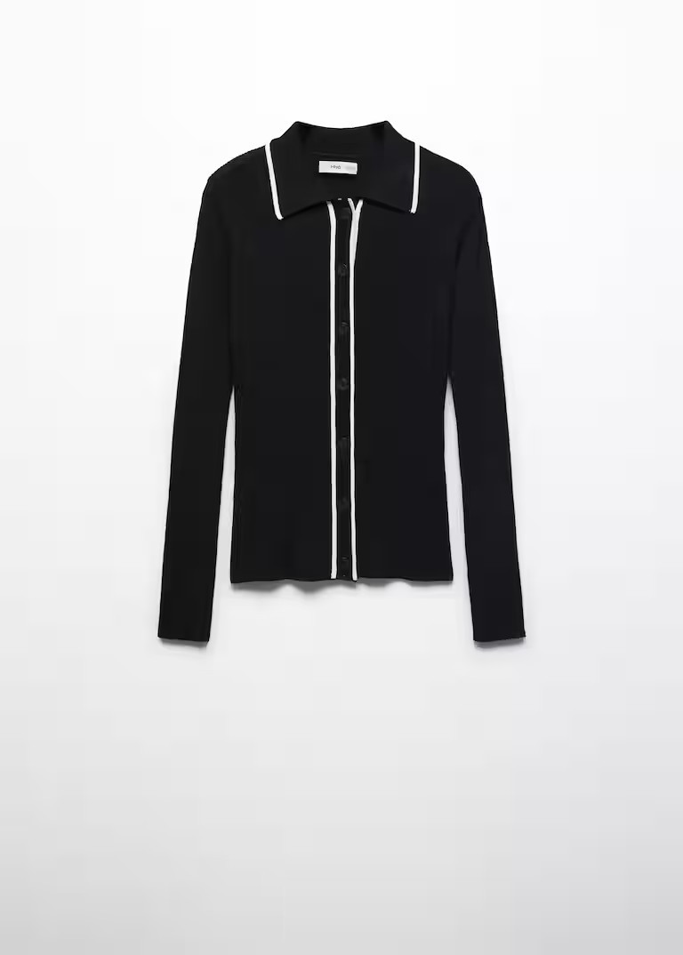 Contrast trims cardigan -  Woman | Mango Canada | Mango Canada