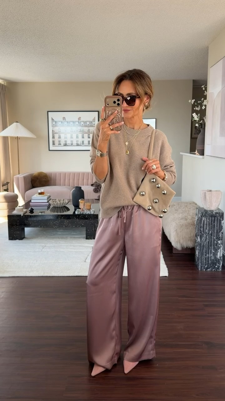 These satin pants are such a good office to weekend piece

#LTKWorkwear #LTKSeasonal #LTKOver40