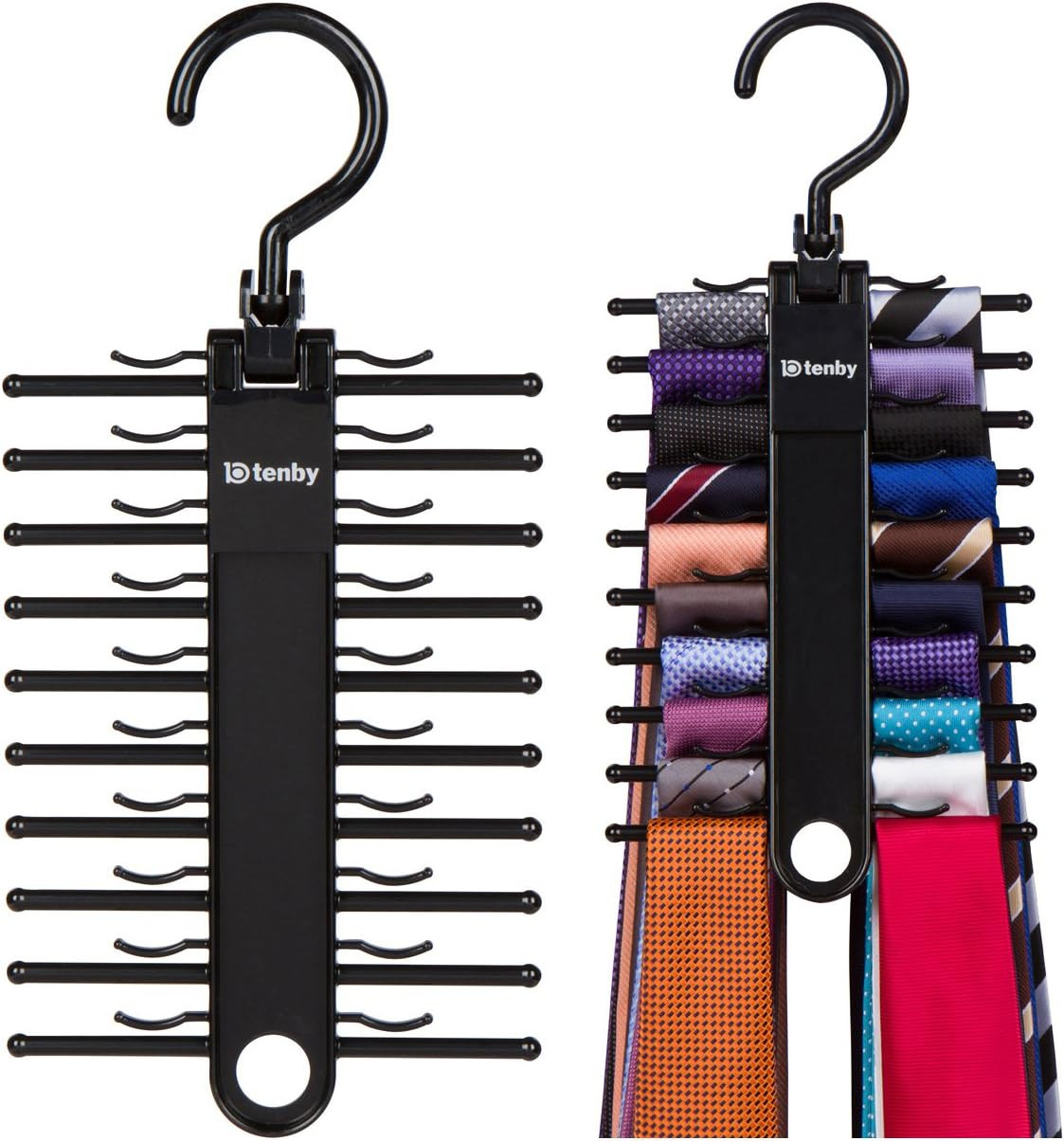 2-Pack Black Tie Rack, Organizer, Hanger, Holder - Affordable Ti. | Amazon (US)