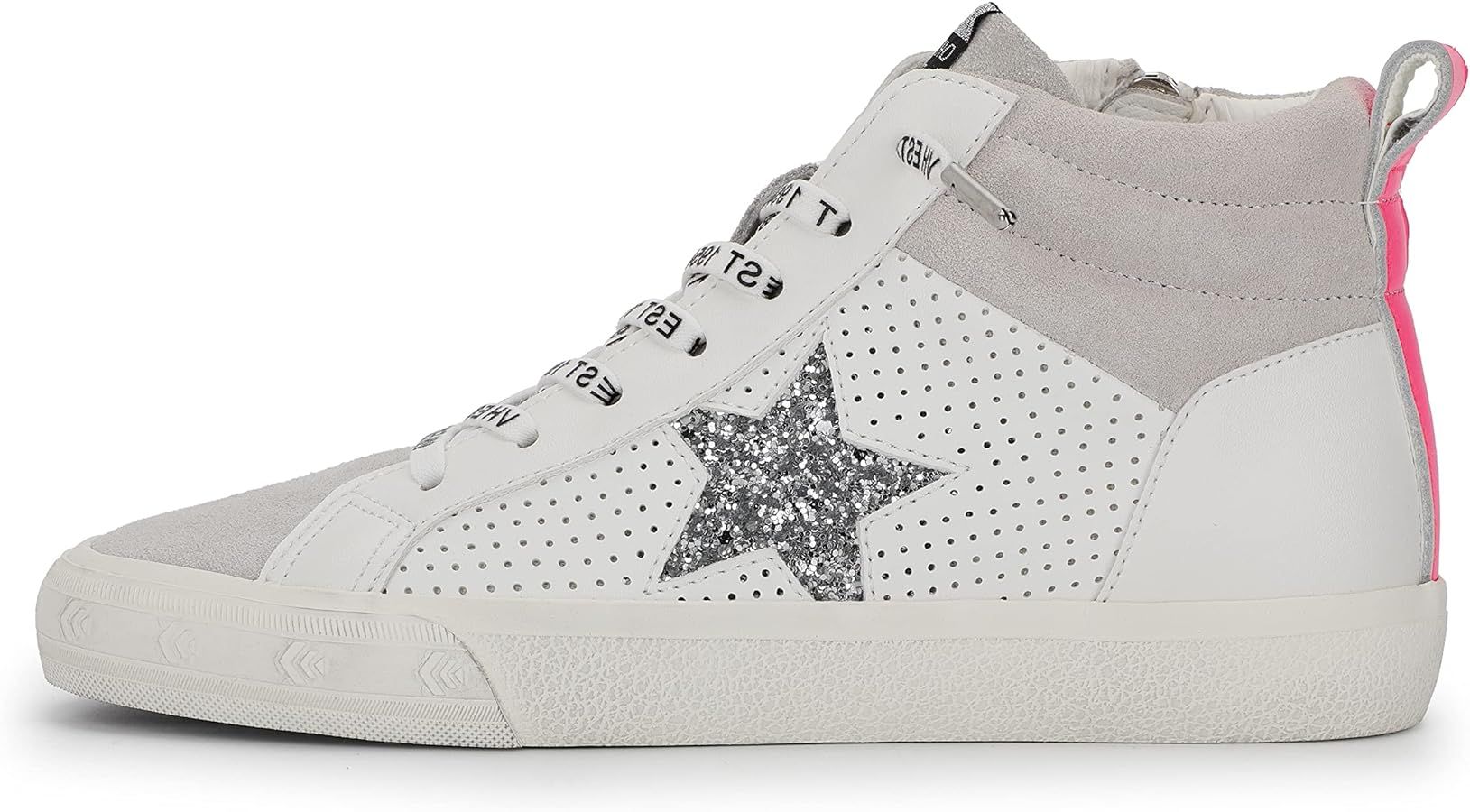 VINTAGE HAVANA Womens Lester Star Perforated High Sneakers Shoes Casual - Grey | Amazon (US)