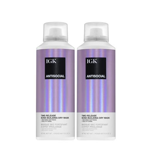 IGK Antisocial Dry Hair Mask (Pack of 2) Overnight Treatment | Bond-Building Treatment | Hydrates & Repairs | Leave-In | 5oz Each | Amazon (US)