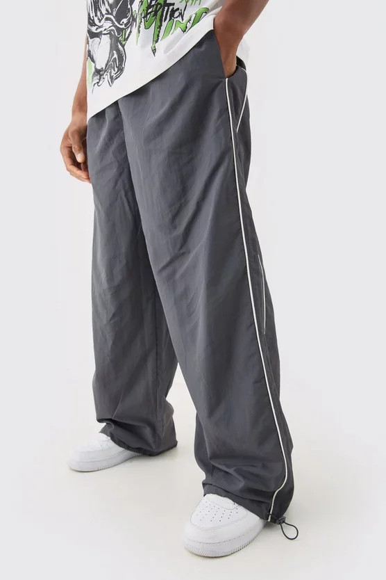 Elasticated Waist  Side Stripe Parachute Pants | boohooMAN (US & Canada)