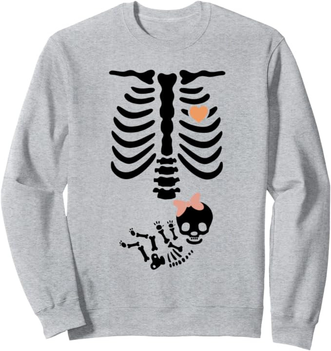 Baby Shower Skeleton Halloween Pregnancy Annoucement Girls Sweatshirt | Amazon (US)