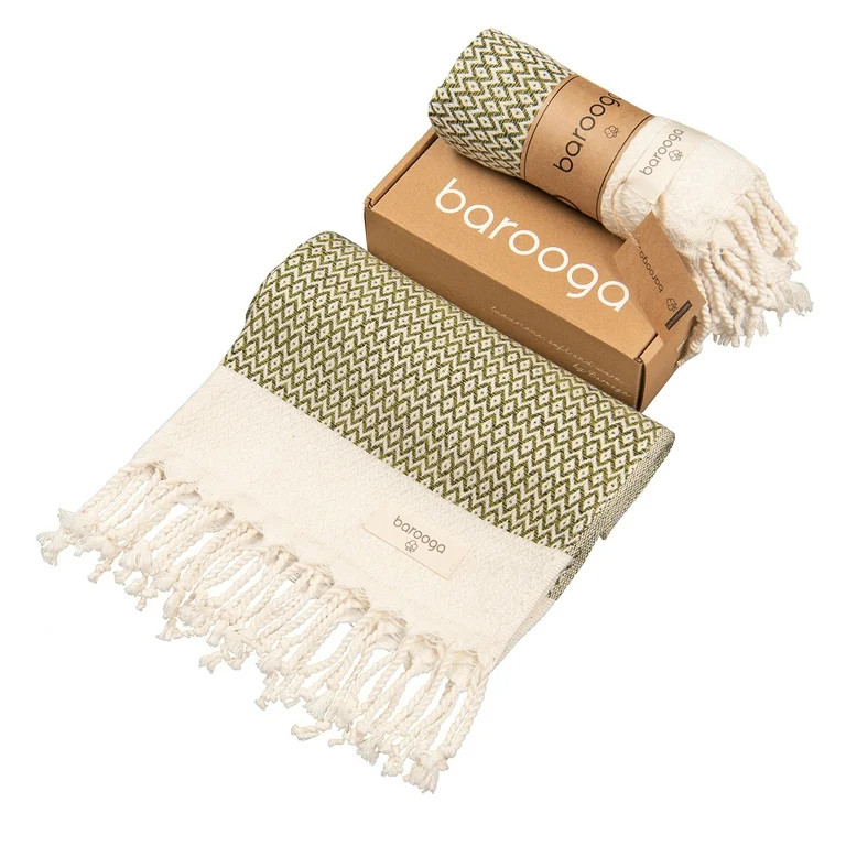 Barooga Turkish Hand Towels for Bathroom and Kitchen, 2-Pack, 18 x 38 inches, Green | Walmart (US)