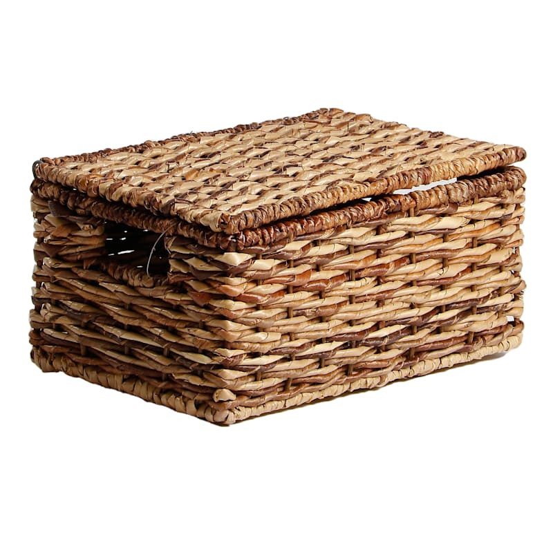 Bacburi Woven Abaca Storage Basket with Lid, Small | At Home