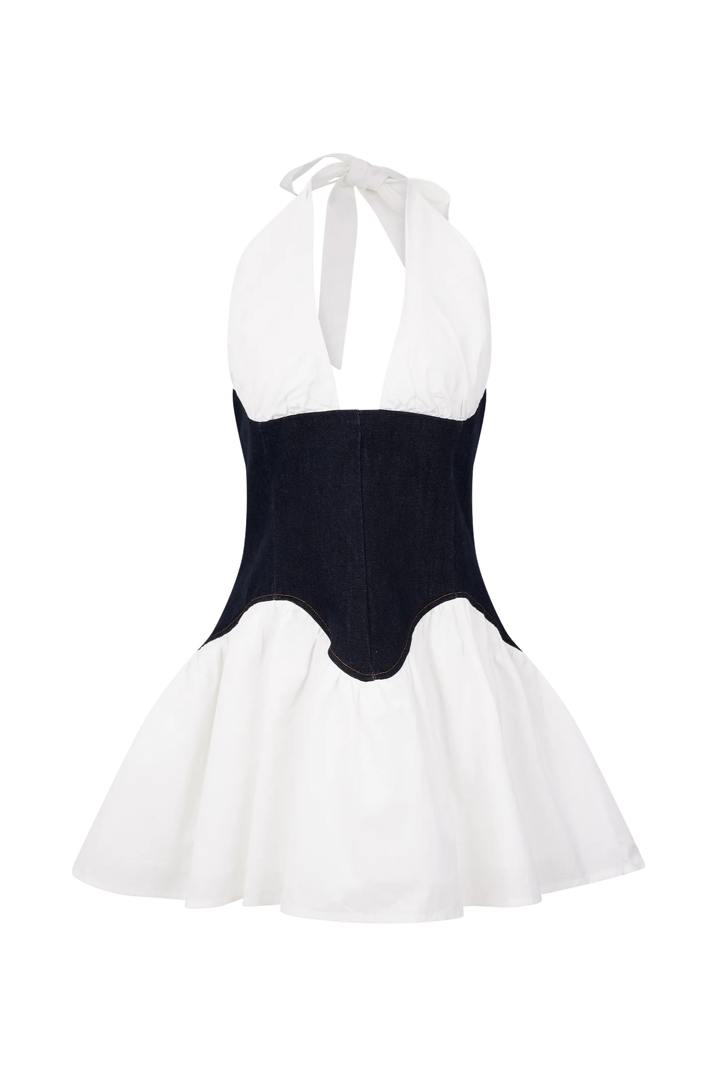 Denim Cotton Mini Dress - Indigo Blue | MESHKI US