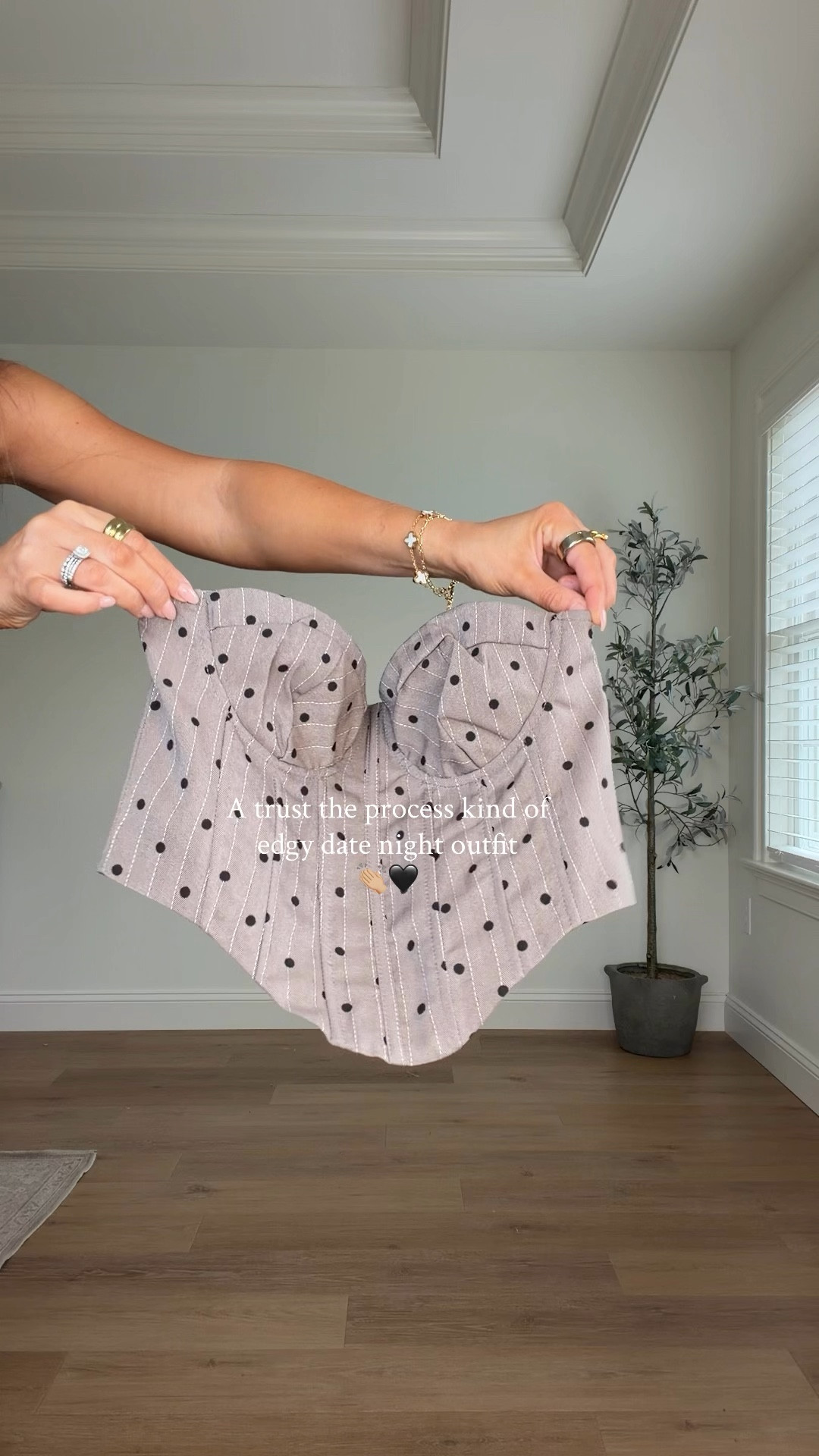 Edgy date night outfit. Med top and size 27 jeans. 

@levi  wide leg Ribcage. Strapless corset like top. Polka dot top. Spring outfit. GRWM  

#LTKSeasonal #LTKBeauty #LTKgrwm