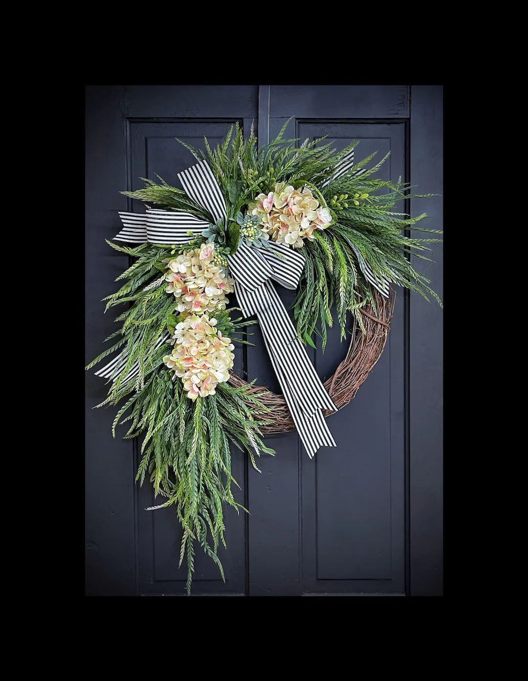 Year Round Wreath, Everyday Wreaths, Hydrangea Wreath, Front Door Wreaths, Farmhouse Decor, House... | Etsy (US)