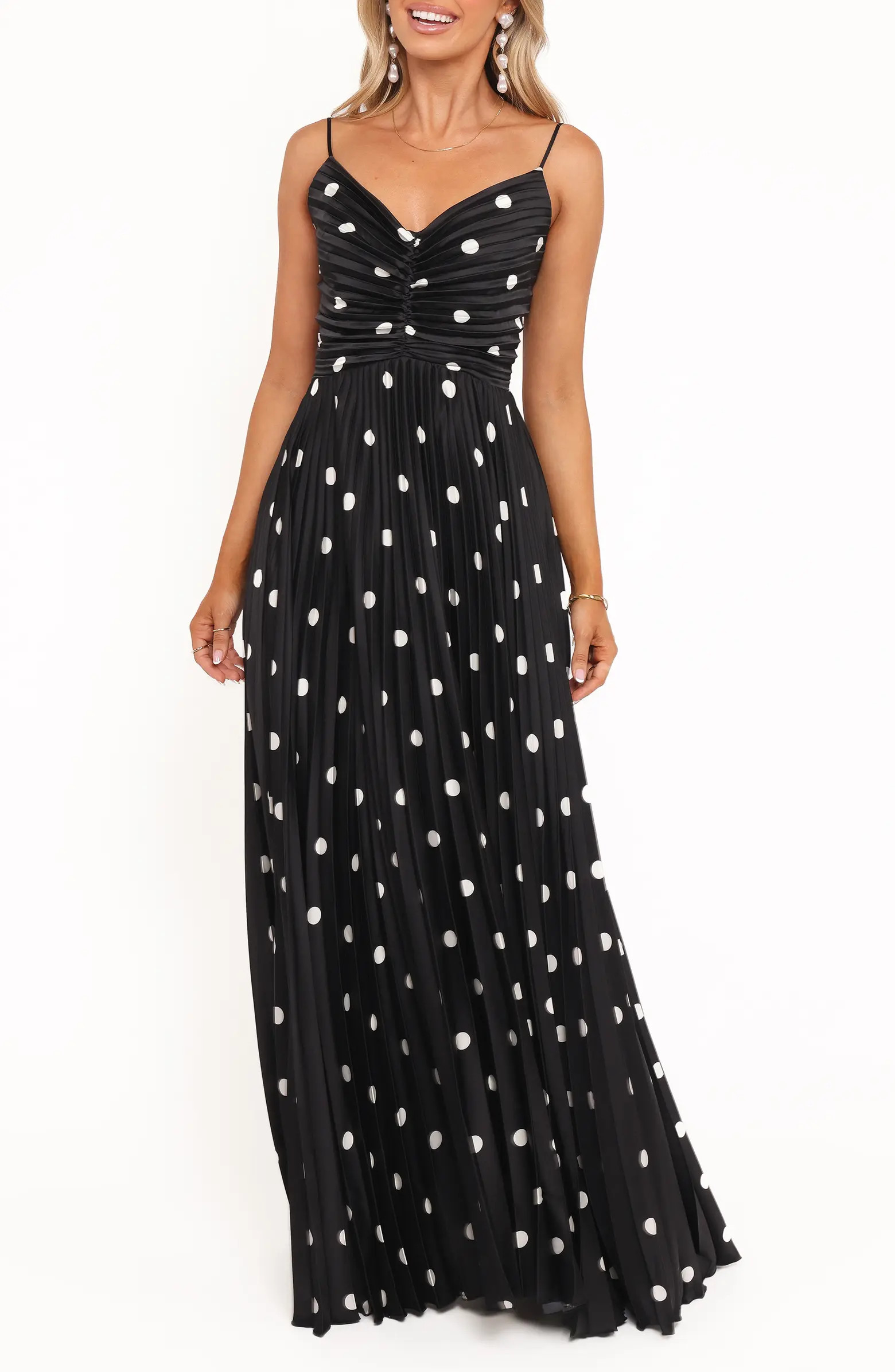 Petal & Pup Naira Dot Pleated Maxi Dress | Nordstrom | Nordstrom