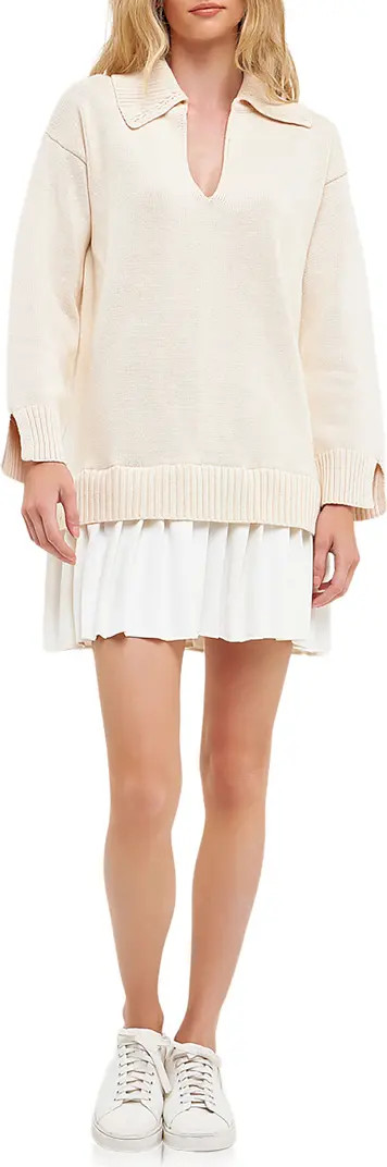 Mixed Media Pleated Minidress | Nordstrom