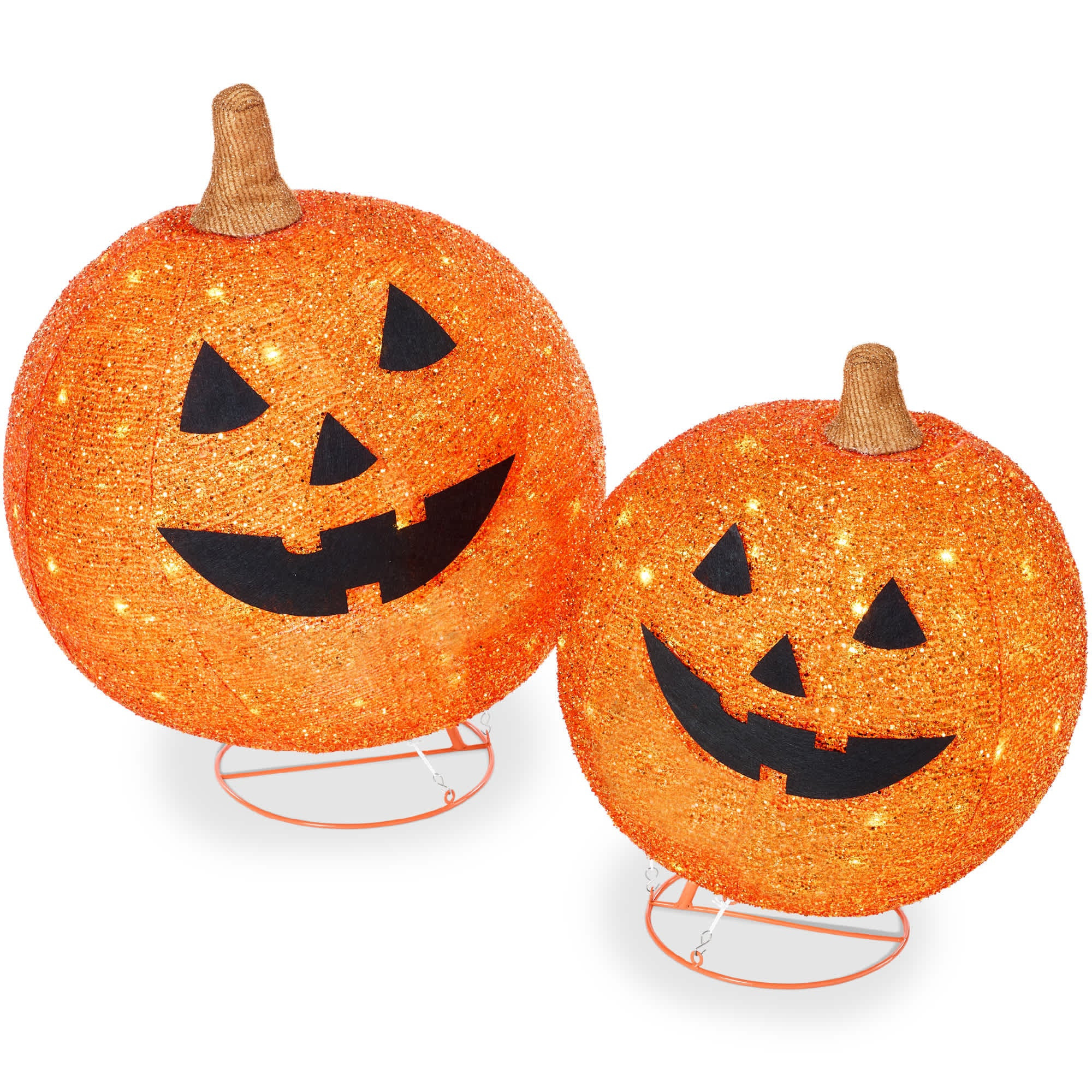Best Choice Products 2pc Lighted Pop-Up Outdoor Halloween Pumpkin Set, Fall Holiday Decoration w/ 130 LED Lights, 8 Light Functions | Shop Simon