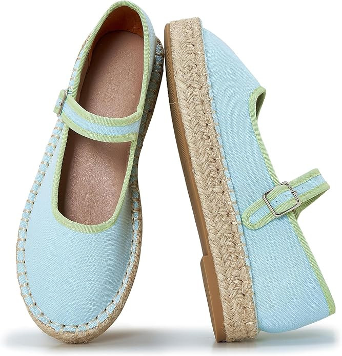 Women's Mary Jane Espadrilles Woven Espadrille Outsole Canvas Summer Flats | Amazon (US)