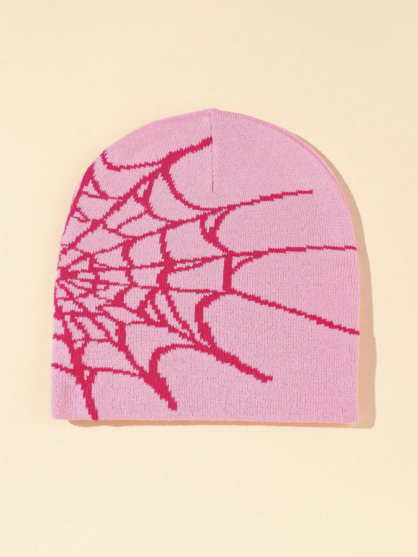 Y2k Street Style Knitted Hat With Spider Web Pattern, Embossed | SHEIN
