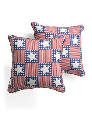 2pk Americana Gingham Patchwork Indoor Outdoor Pillows | TJ Maxx