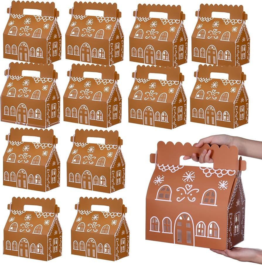 Gueevin 12 Pcs Large Gingerbread Brown House Shaped Gift Boxes 10.2 x 8.7 x 5.5 Inches Gingerbrea... | Amazon (US)