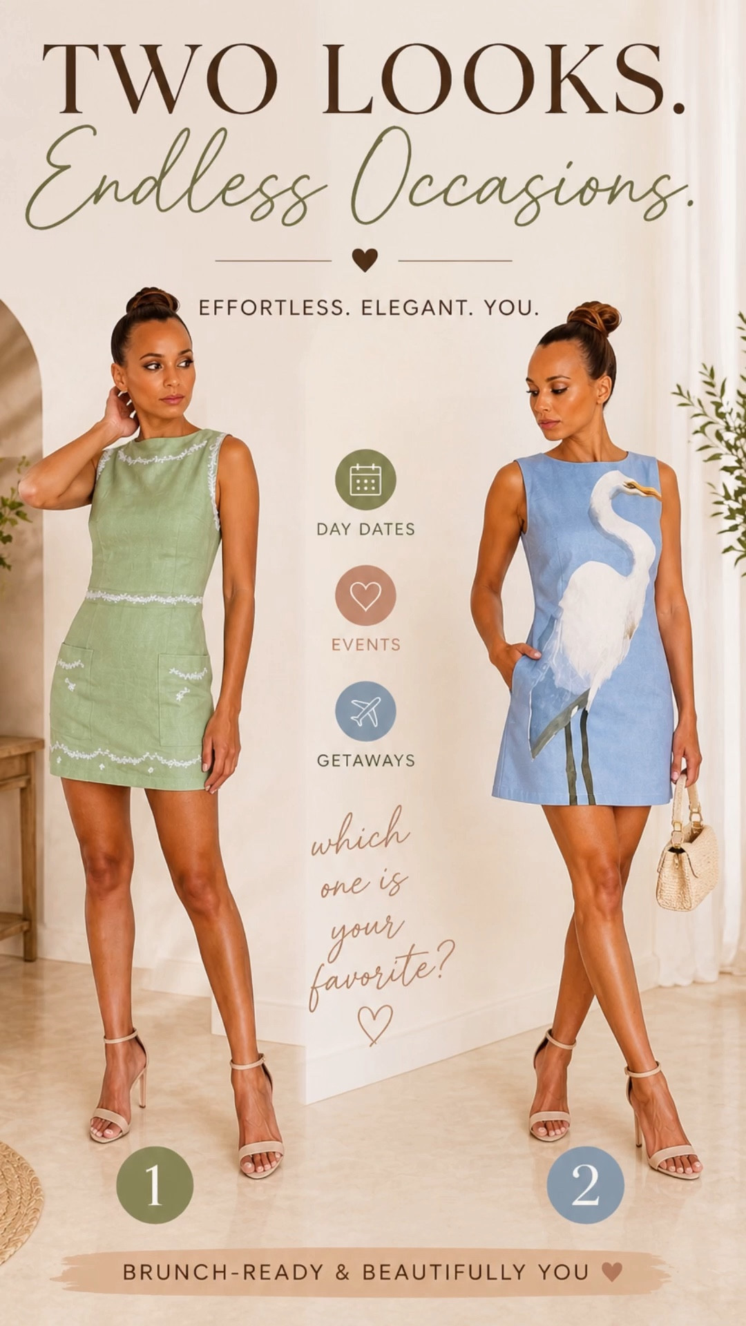 Two mini dresses, two moods ✨ The green look is soft, chic, and timeless, while the blue statement dress brings a fun, bold vibe. Both are lightweight, flattering, and perfect for brunch, day dates, or weekend plans 🤍

Linked both looks + similar options ✨ Which one is your favorite—1 or 2? 👀

#LTKstyle #LTKfinds #LTKdresses #LTKunder100 #MiniDress #BrunchOutfit #DayDateLook #StyleInspo #OutfitIdeas #ChicStyle #EffortlessStyle #FeminineStyle #SummerOutfits #SpringStyle #OOTD #FashionOver40 #MomStyle #NeutralStyle #ThisOrThat

#LTKWedding #LTKootd #LTKgrwm