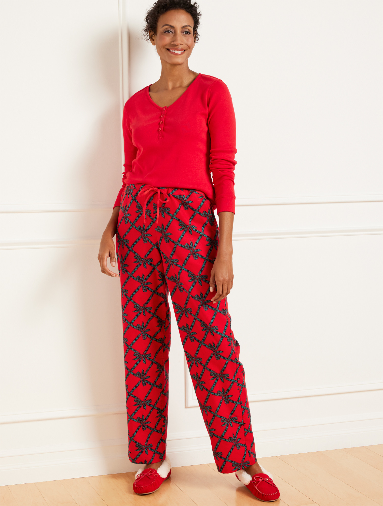 Cotton Flannel Pajama Set - Dogs Of Christmas | Talbots