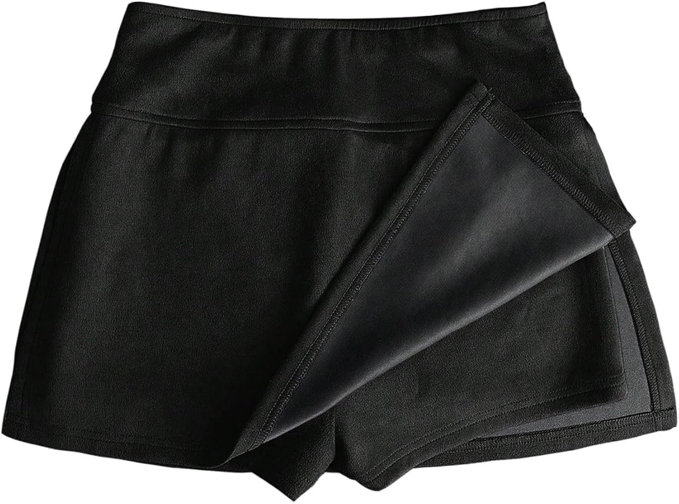 OYOANGLE Women's High Waist Faux Suede Short Skirt Side Split Skort Bodycon Mini Skirt | Amazon (US)