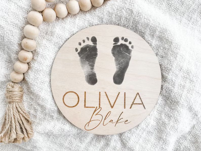 Baby Footprint Sign, Newborn Footprint Sign, Baby Name Sign for Hospital, Birth Announcement Sign... | Etsy (US)