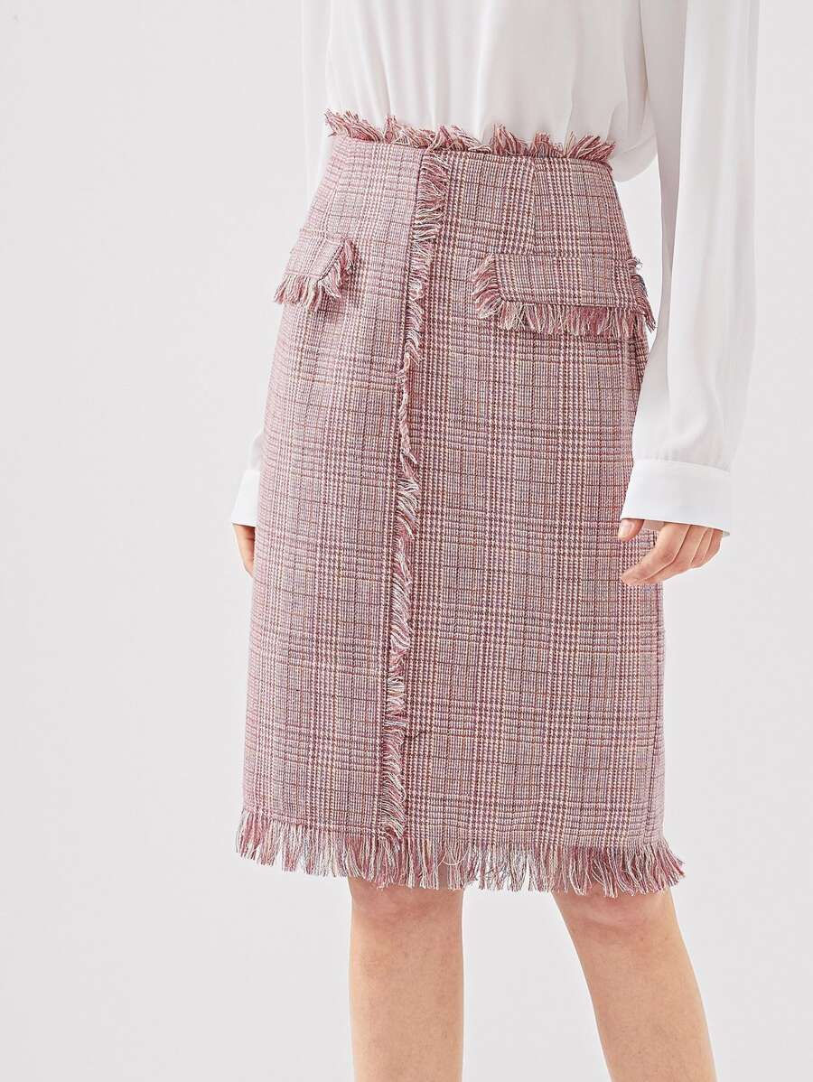 Frayed Edge Tweed Skirt | SHEIN