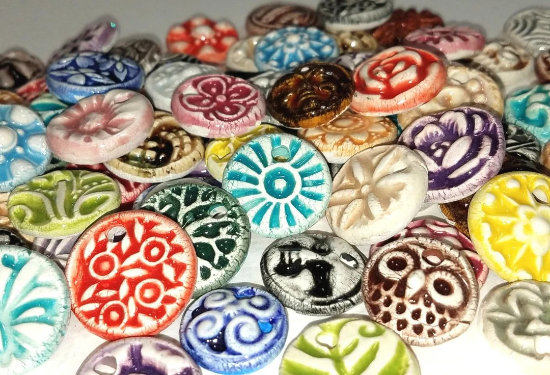 10 CLAY Mini CHARMS Pendants Mix - Mixed Designs and Colors! - Glazed on the Front- Use for Neckl... | Etsy (US)