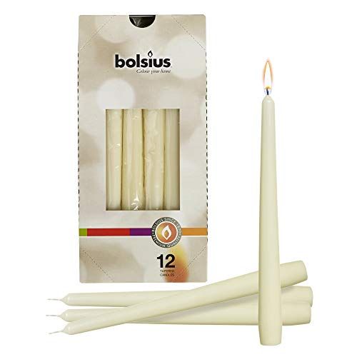 BOLSIUS 10 Count Unscented 10 Inch Ivory Household Taper Candles - 7.5 Hour Burning Time - Premium E | Amazon (US)