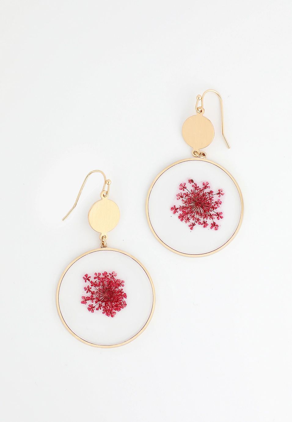 Pressed Pink Floral Drop Earrings | Maurices