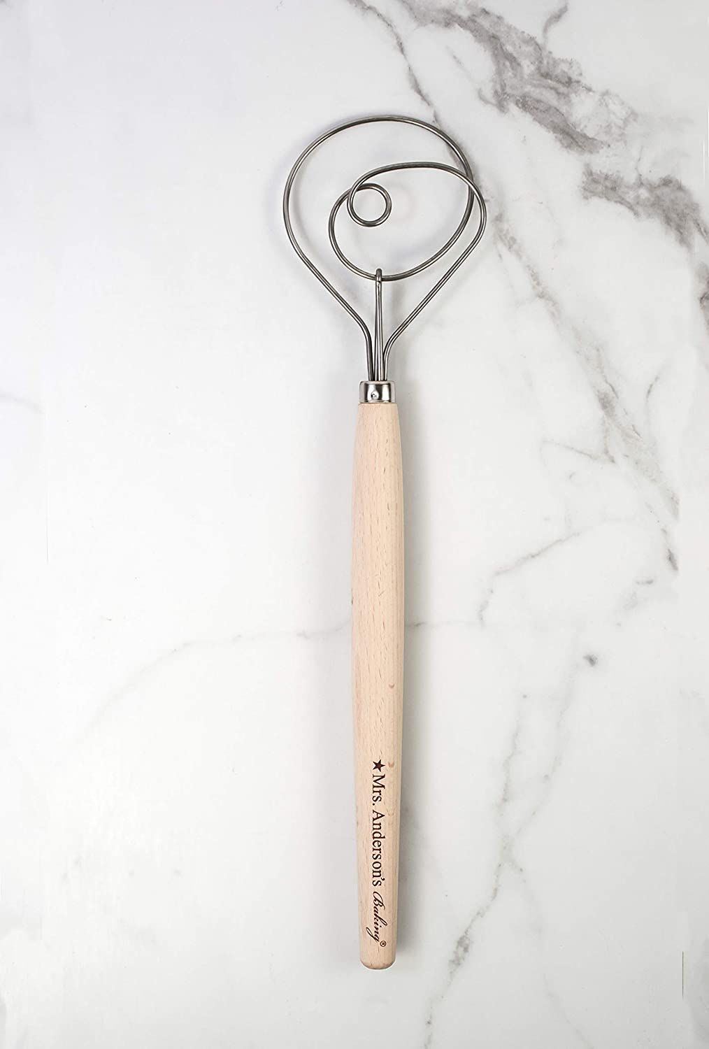 Mrs. Anderson's Baking Dough Whisk 18/8 Stainless Steel Blade, 15-Inches, wood | Amazon (US)
