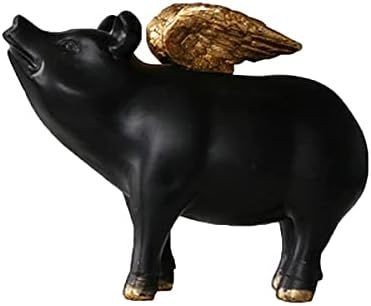 Taiyoko Flying Pig Statue Decor Home Black Pigs with Wings Figurines Handmade Resin Decoration Room  | Amazon (US)