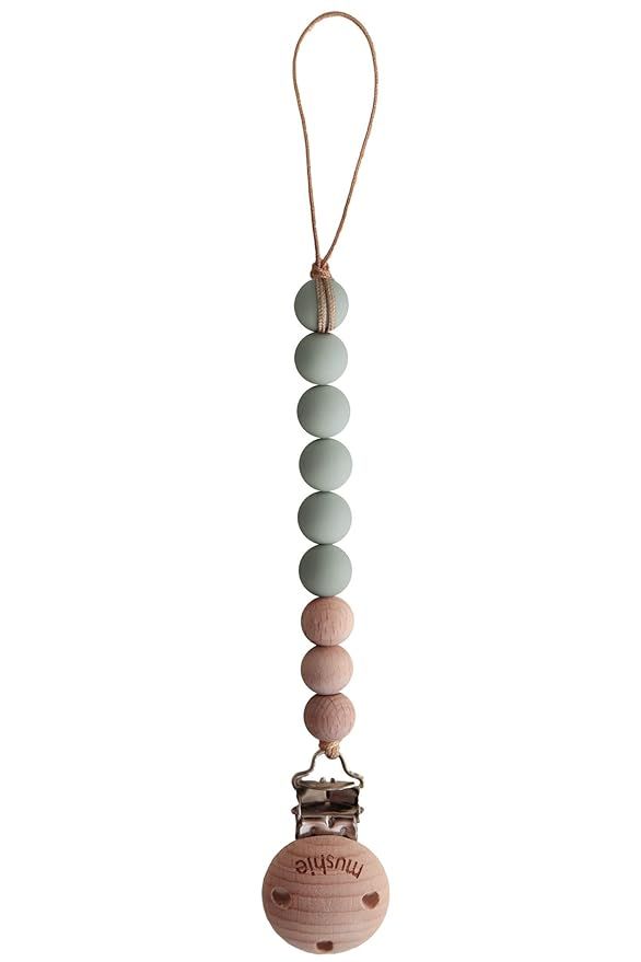 mushie Pacifier Clip Holder | Cleo (Sage) | Amazon (US)