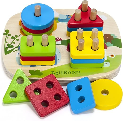 BettRoom Toddler Toys for 3 4-5 6 Year Old Boys Girls Wooden Educational Preschool Shape Color Re... | Amazon (US)