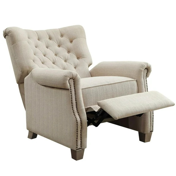 Better Homes & Gardens Tufted Push Back Recliner, Beige Fabric Upholstery | Walmart (US)