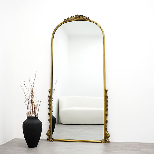 Valentina - Full Length Gold Arched Ornate Metal Mirror 185cm x 90cm | William Wood