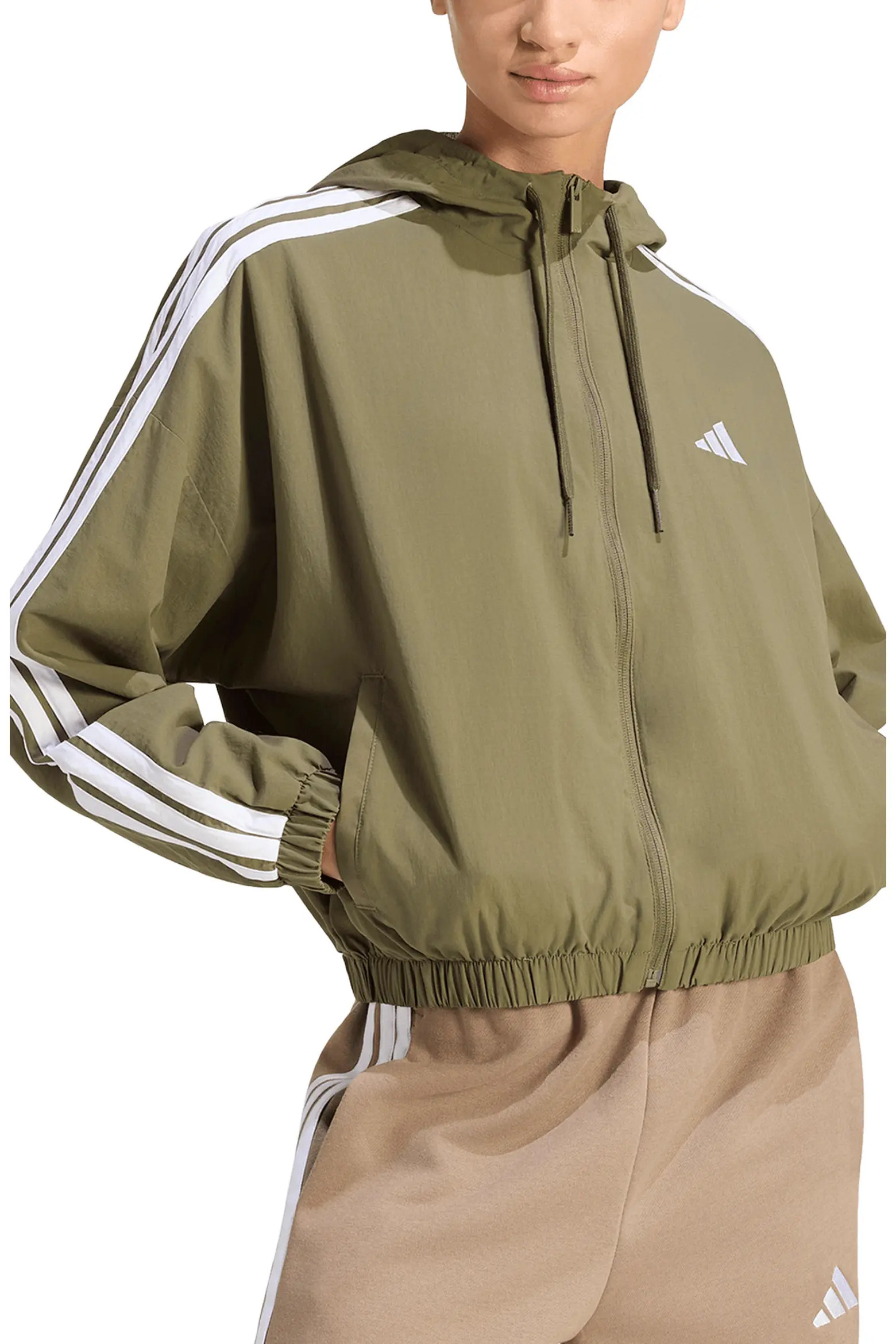 adidas Essentials 3-Stripes Woven Windbreaker (Women) | Nordstromrack | Nordstrom Rack
