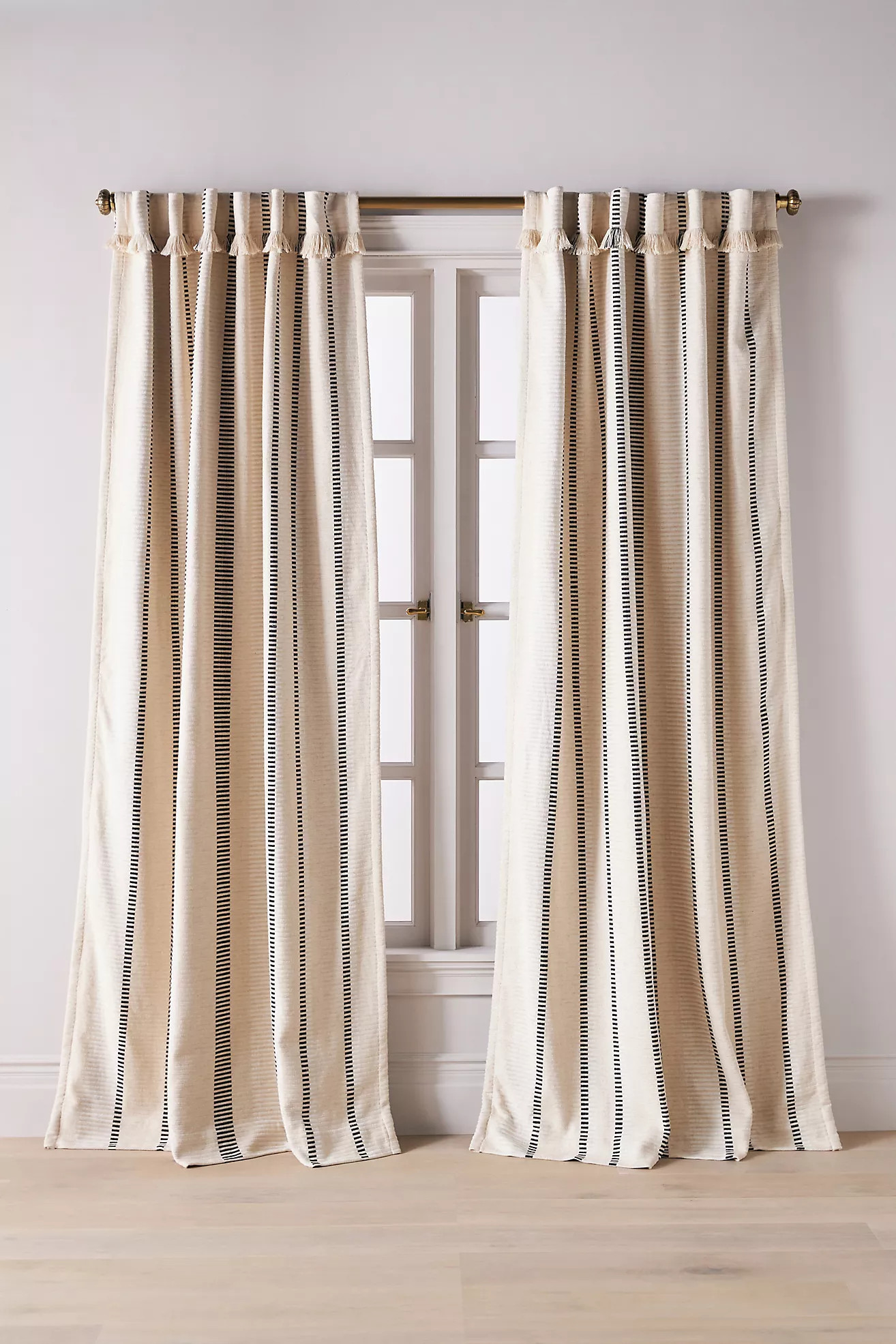Pieced Stripe Cotton Blend Woven Blackout Curtain | Anthropologie (US)
