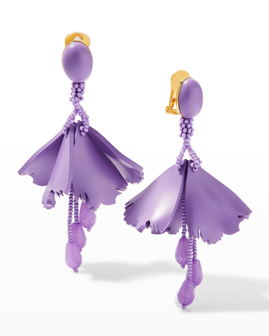 Mini Impatiens Flower Drop Clip-On Earrings | Neiman Marcus