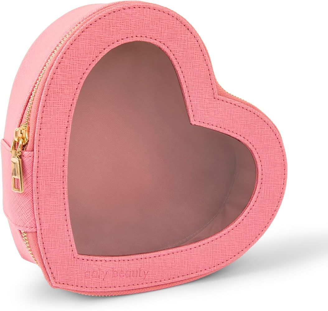 Aaly Beauty Heart Makeup Bag – Beautiful Pink Heart Shaped Cosmetic Organizer with Clear Cover ... | Amazon (US)