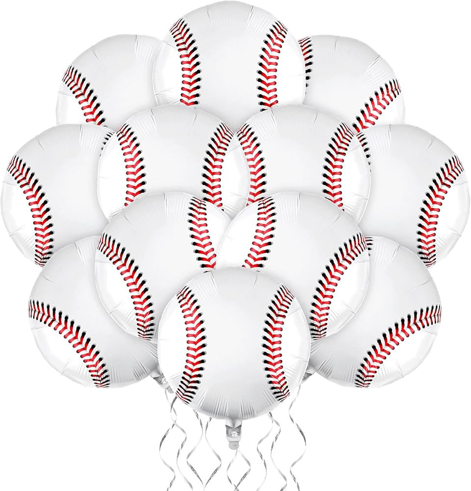 Durony 12 Pieces 18 inches Baseball Balloons - Foil Mylar Baseball Themed Party Decorations For B... | Amazon (US)