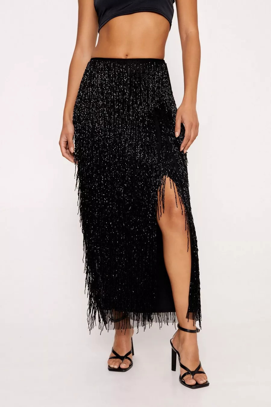 Premium Tassel Fringe Split Skirt | Nasty Gal (US)