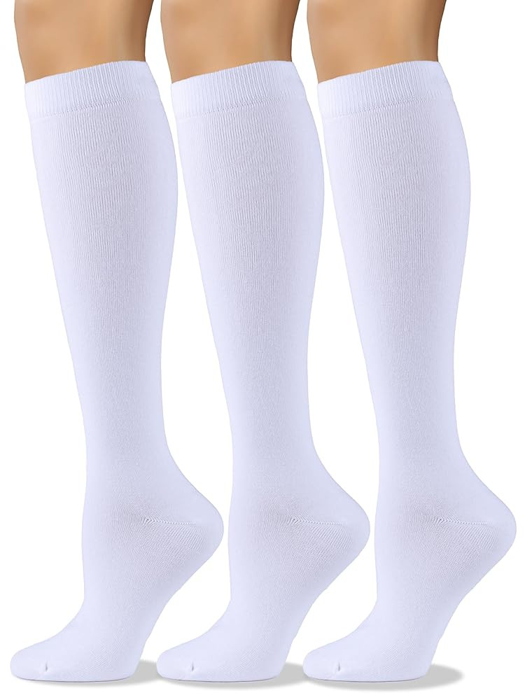 COTTON DAY Women's Soft Combed Cotton Knee High Long Calf Dress Socks Seamless Toe Black White Gr... | Amazon (US)