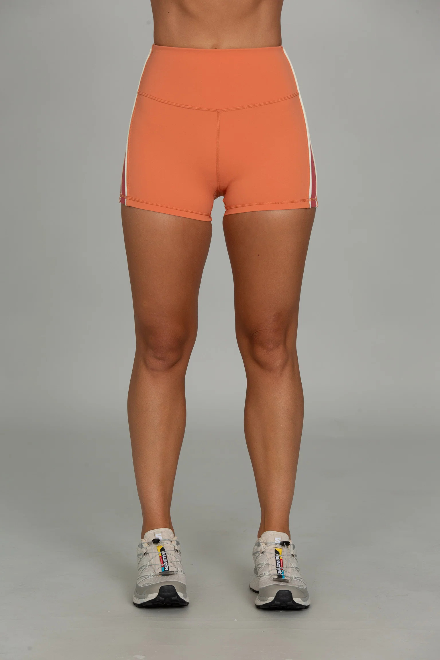 Burnt Orange Side Stripe 3" StrydeForm Short | Gold Hinge