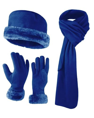 boxed-gifts Women's Warm Fleece Winter - Women's Hat and Glove Set + Hats Gloves Scarves for Women (Royal Blue) | Amazon (US)