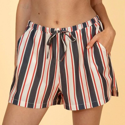 Solid & Striped Women's Striped Relaxed Drawstring Cover Up Short - Navy Blue/Red XS | Target
