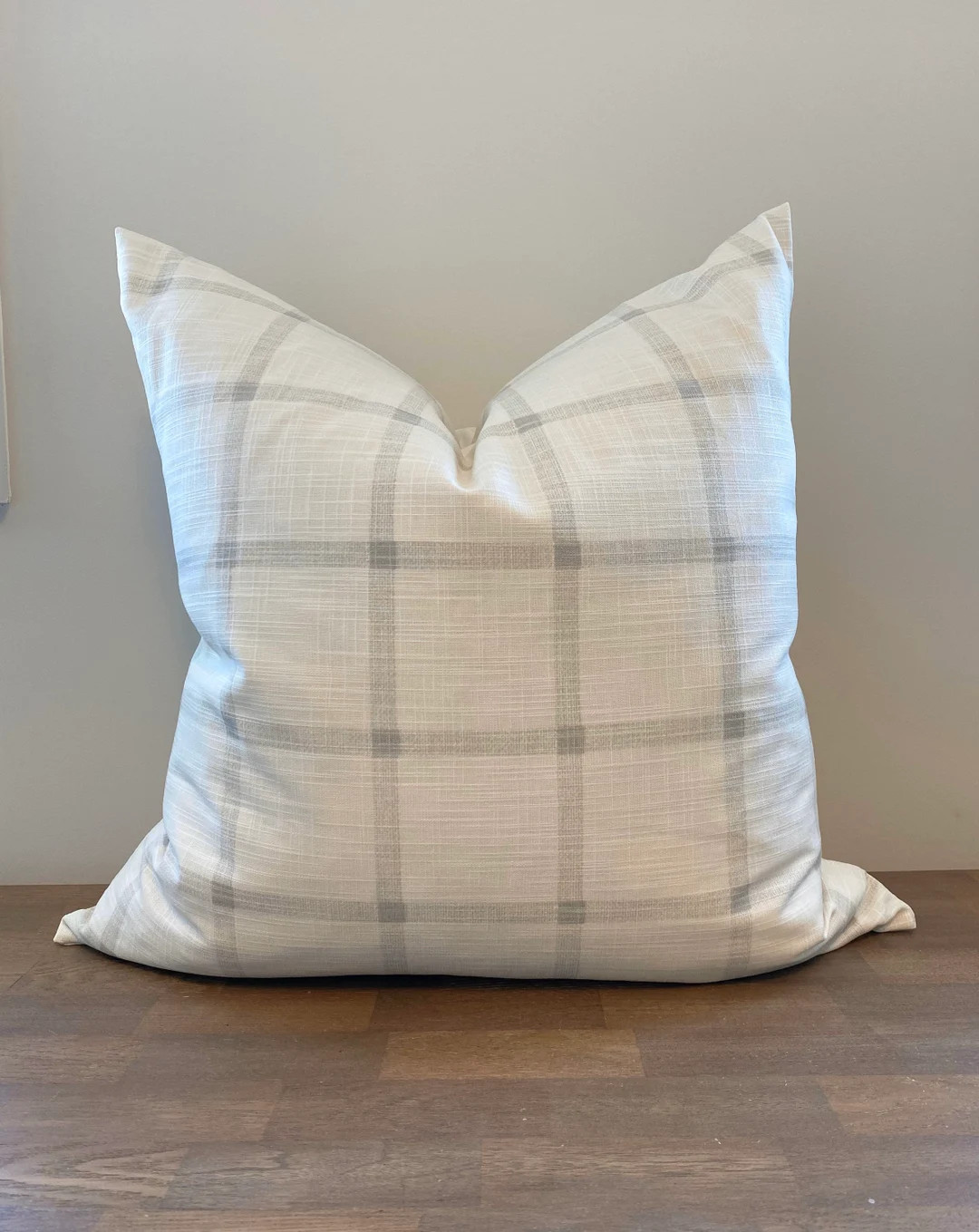 Gray and Creamy White Windowpane Plaid Pillow Ivory Gray - Etsy | Etsy (US)