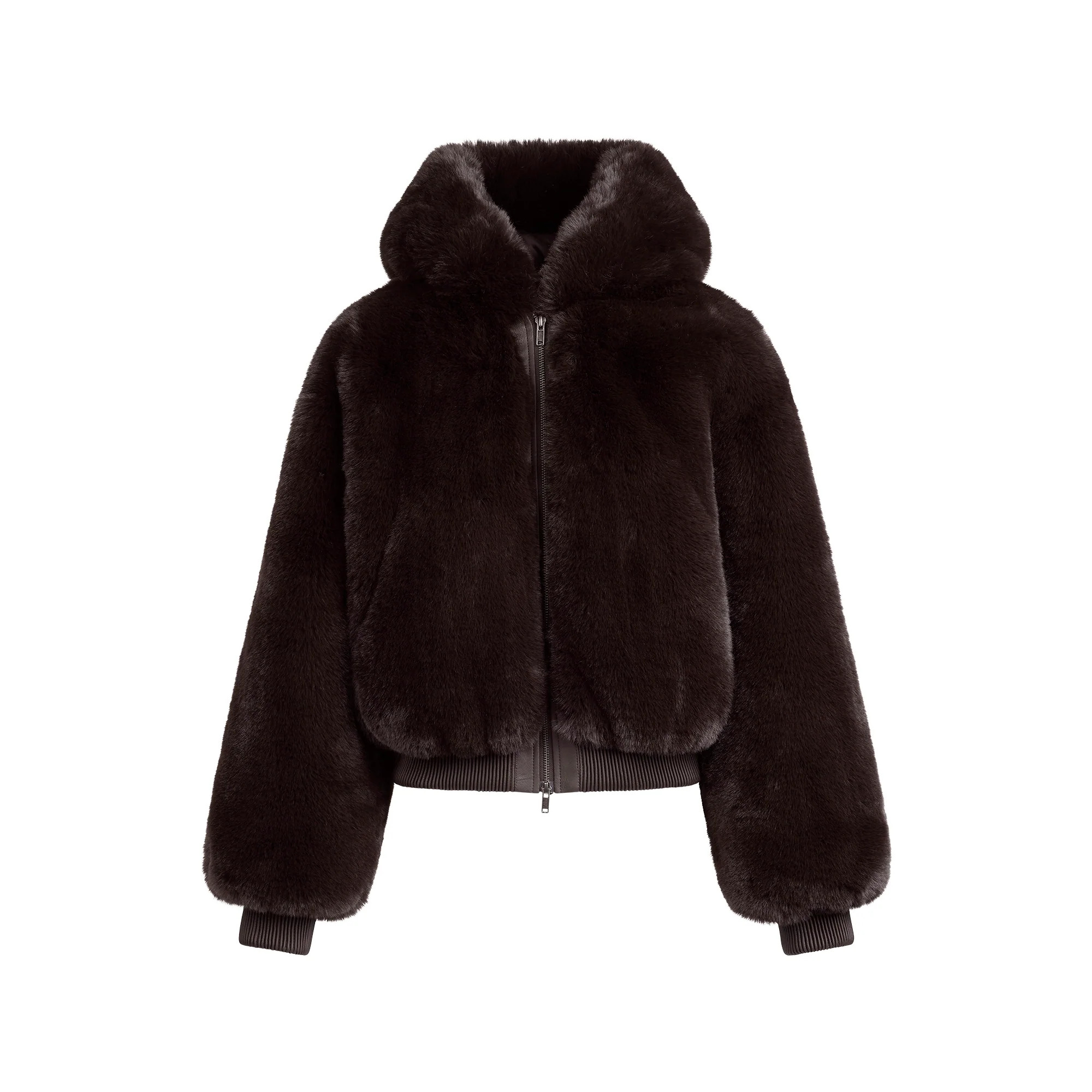 FAUX FUR ZIP UP JACKET | ESPRESSO | SKIMS (US)