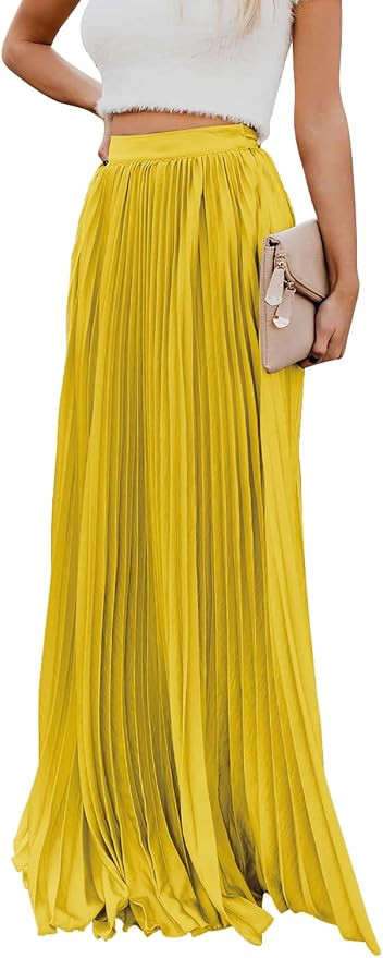 Women's High Waist Flowy Pleated Chiffon Maxi Skirt | Amazon (US)